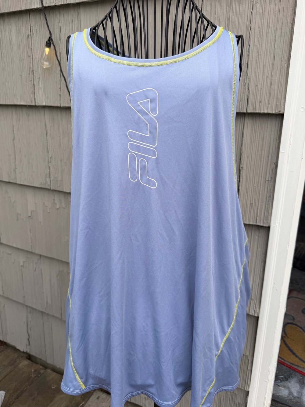FILA Light Blue Tank with Neon Yellow Stitching